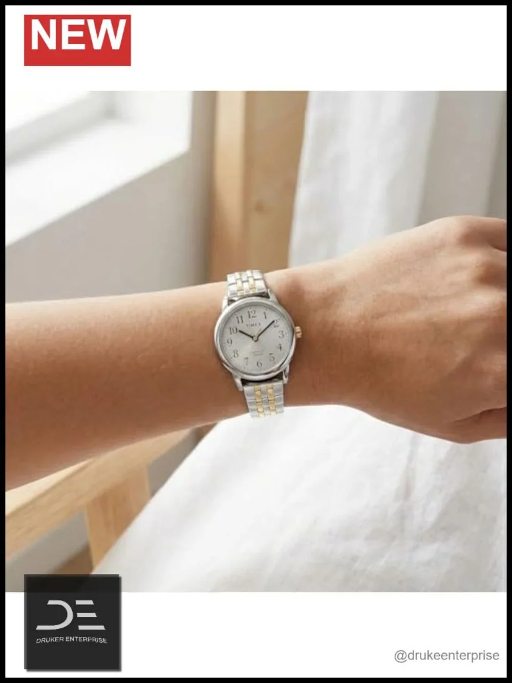 Stainless Steel Expansion Band Watch with Indiglo Backlight and Arabic Numerals